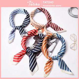 [Hàng Xịn, Giá Tốt] Khăn Lụa Vuông, Khăn Turban Đồng Phục Kẻ Sọc Sang Trọng - Chất Liệu Chiffon - 70x70cm - Mã KL015
