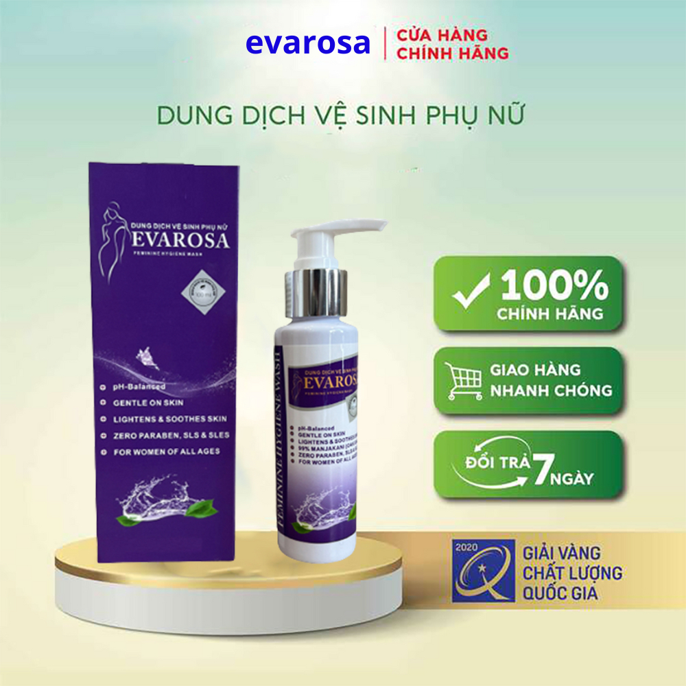 Dung dịch vệ sinh phụ nữ EVAROSA dịu nhẹ ngăn mùi cân bằng độ ph, ngăn ngừa nấm ngứa viên nhiễm phụ khoa