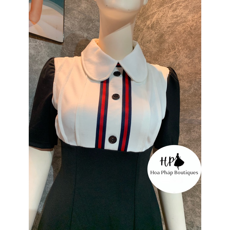 Váy umi phối cổ sơ mi tay lửng