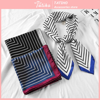 [Hàng Xịn, Giá Tốt] Khăn Lụa Vuông, Khăn Turban Đồng Phục Kẻ Sọc Ô Vuông - Chất Liệu Chiffon - 70x70cm - Mã KL016