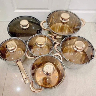 Bộ nồi đức angelberg 6 món inox 304 eb-8013 loại 1