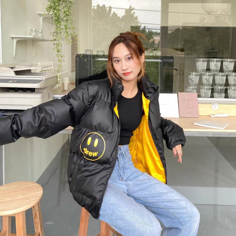 Áo phao - Drew House - Mascot hình mặt cười black