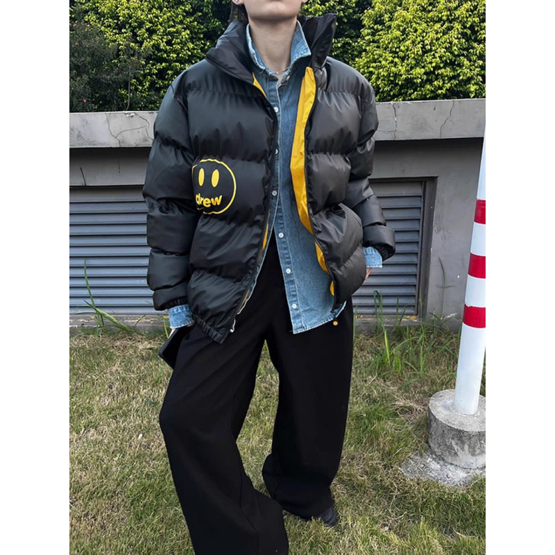 Áo phao - Drew House - Mascot hình mặt cười black