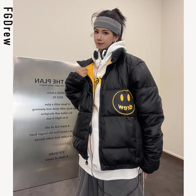 Áo phao - Drew House - Mascot hình mặt cười black