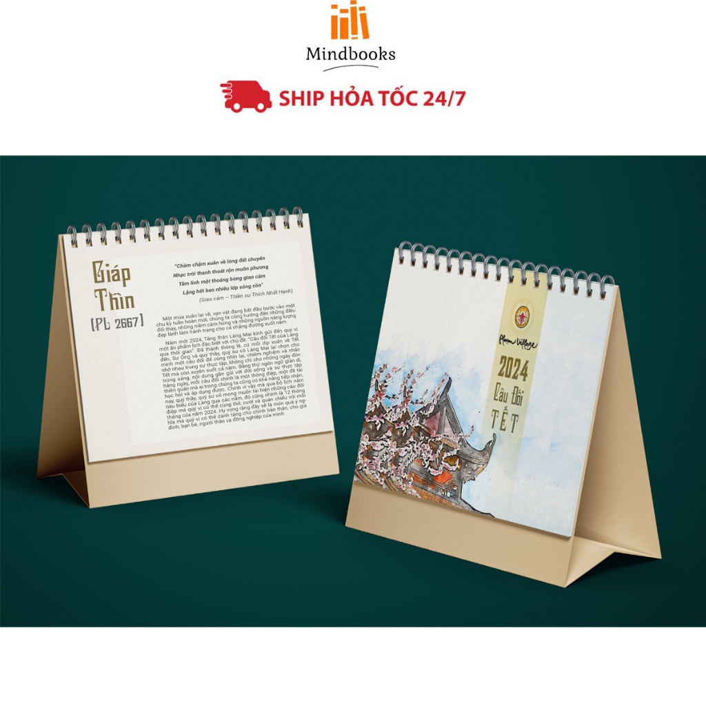 Bộ lịch Thư Pháp Làng Mai 2024 - Câu đối Tết