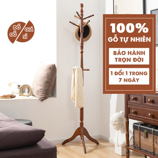 [GỖ 100%] Cây treo quần áo đứng 8, 9 và 10 nhánh - Giá treo quần áo xuất khẩu - 100% Làm bằng Gỗ