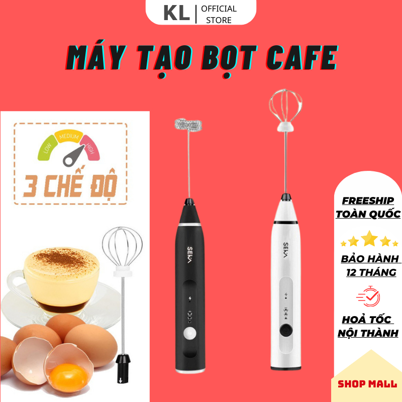 Máy tạo bọt cafe KHANHLY, đánh trứng cầm tay mini không dây đa năng 3 chế độ
