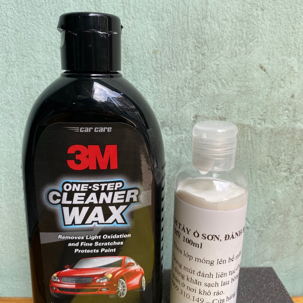 Kem đánh bóng ô tô xe máy, kem xóa xước dăm và tẩy ố bề mặt sơn One Step 3M Mỹ chiết lẻ 100ml kèm mút và khăn