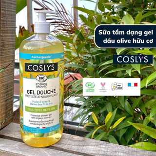 Sữa tắm dạng gel dầu ô liu hữu cơ Coslys 500ml và 1L protective shower gel wih organic olive oil