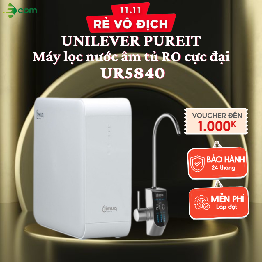 [ Miễn phí lắp đặt - Bảo hành 2 năm] Máy lọc nước Unilever Pureit Delica UR5840, âm tủ bếp, công suất lõi RO cực đại.