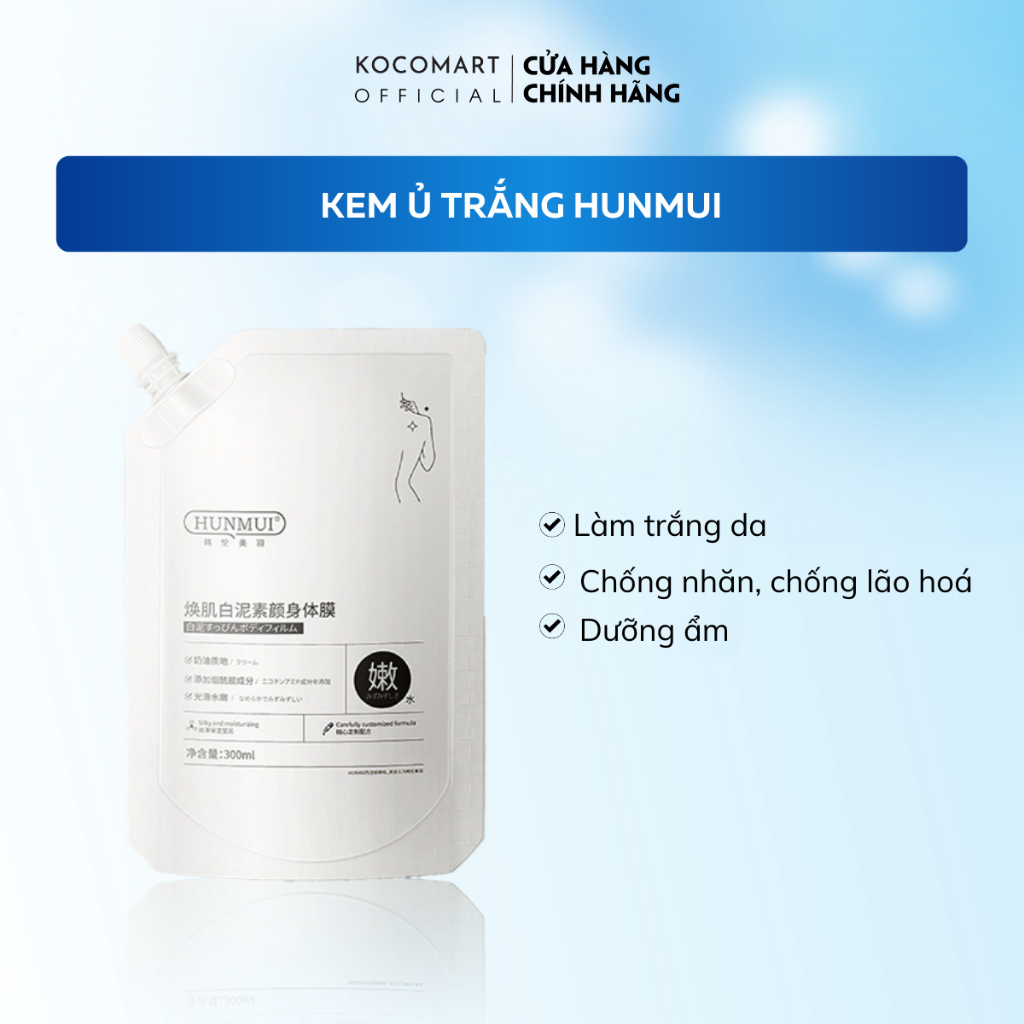Kem Ủ Trắng, Tắm Trắng HUNMUI dưỡng trắng da toàn thân 300g