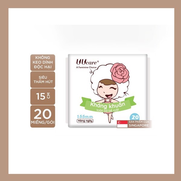 Băng vệ sinh UUcare Singapore Young Girl Ngày 24cm , Đêm 36cm , Mát Lạnh 24cm , Hàng Ngày 15,5cm