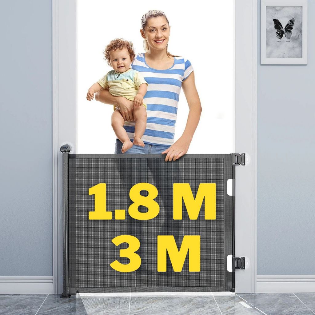 Thanh chắn cửa, rào chắn thu gọn, chắn trẻ em, thú cưng, ngăn cầu thang, nhà bếp 1m8, 3m mọi địa hình