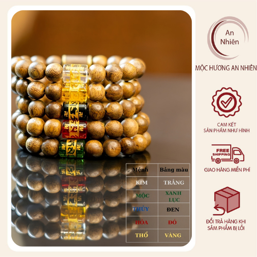 Vòng Tay Trầm Hương Đơn Mix Charm Omani _Trầm Hương Thiên Nhiên