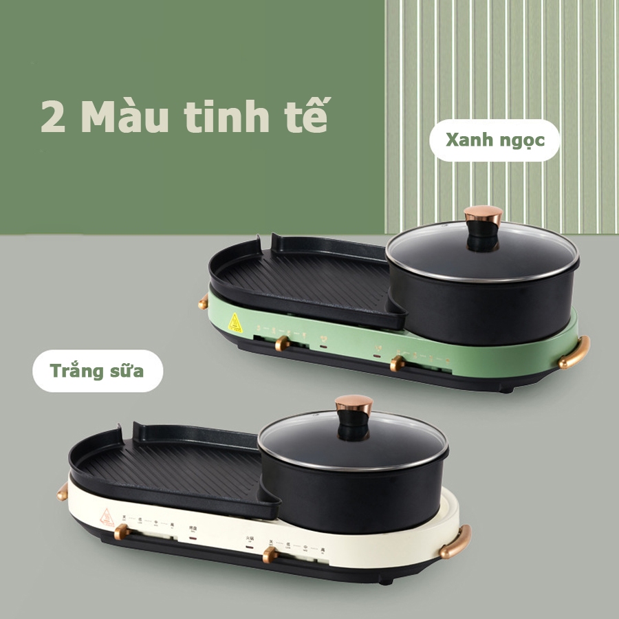 Bếp Lẩu Nướng Điện MELING 2 Ngăn Tháo Rời Bếp Đa Năng 2in1 Nấu Lẩu/Nướng/Luộc/Hầm Chống Dính Bảo Hành 12 Tháng
