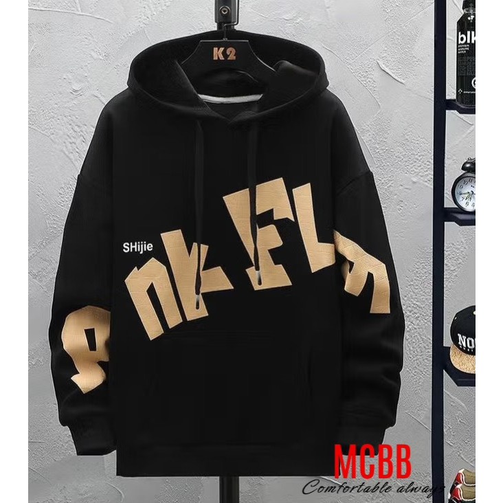 Mcbb 24-49 kg vải dày áo hoodie bé trai bé gái unisex áo thun tay dài cho bé trai áo có nón áo bé trai khoác lạnh gió bộ