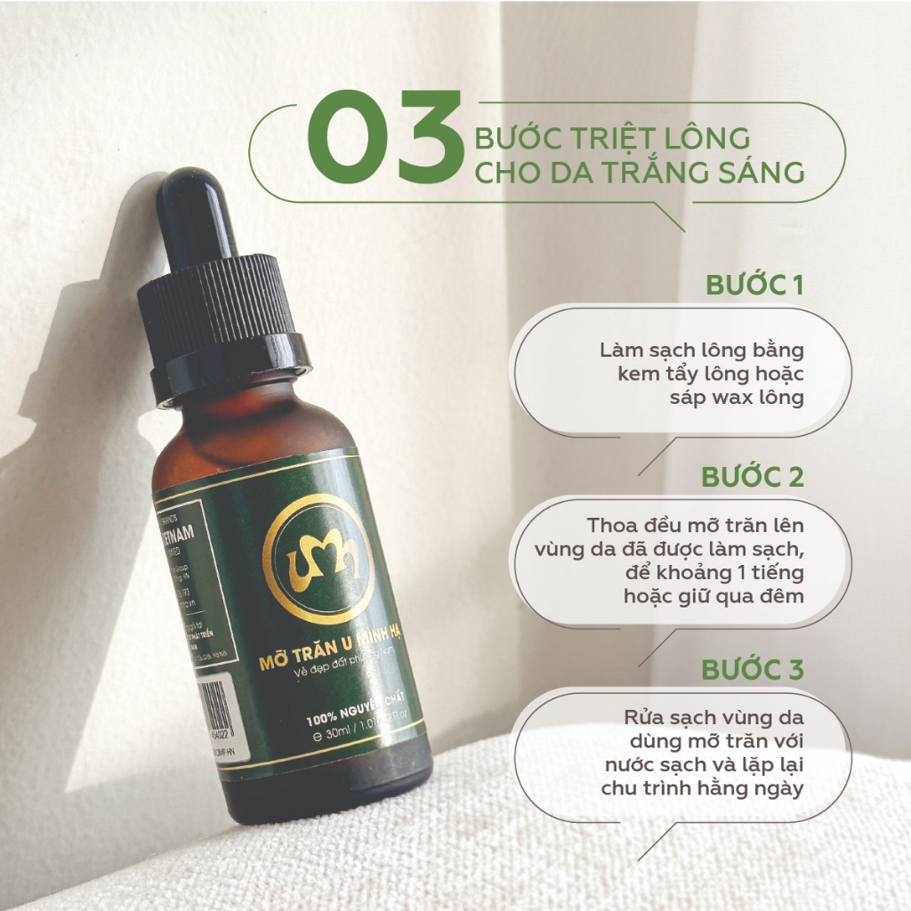 Triệt lông mỡ trăn UMIHA (30ml) - Ức chế mọc lông sau khi dùng Kem tẩy lông và Sáp Wax lông