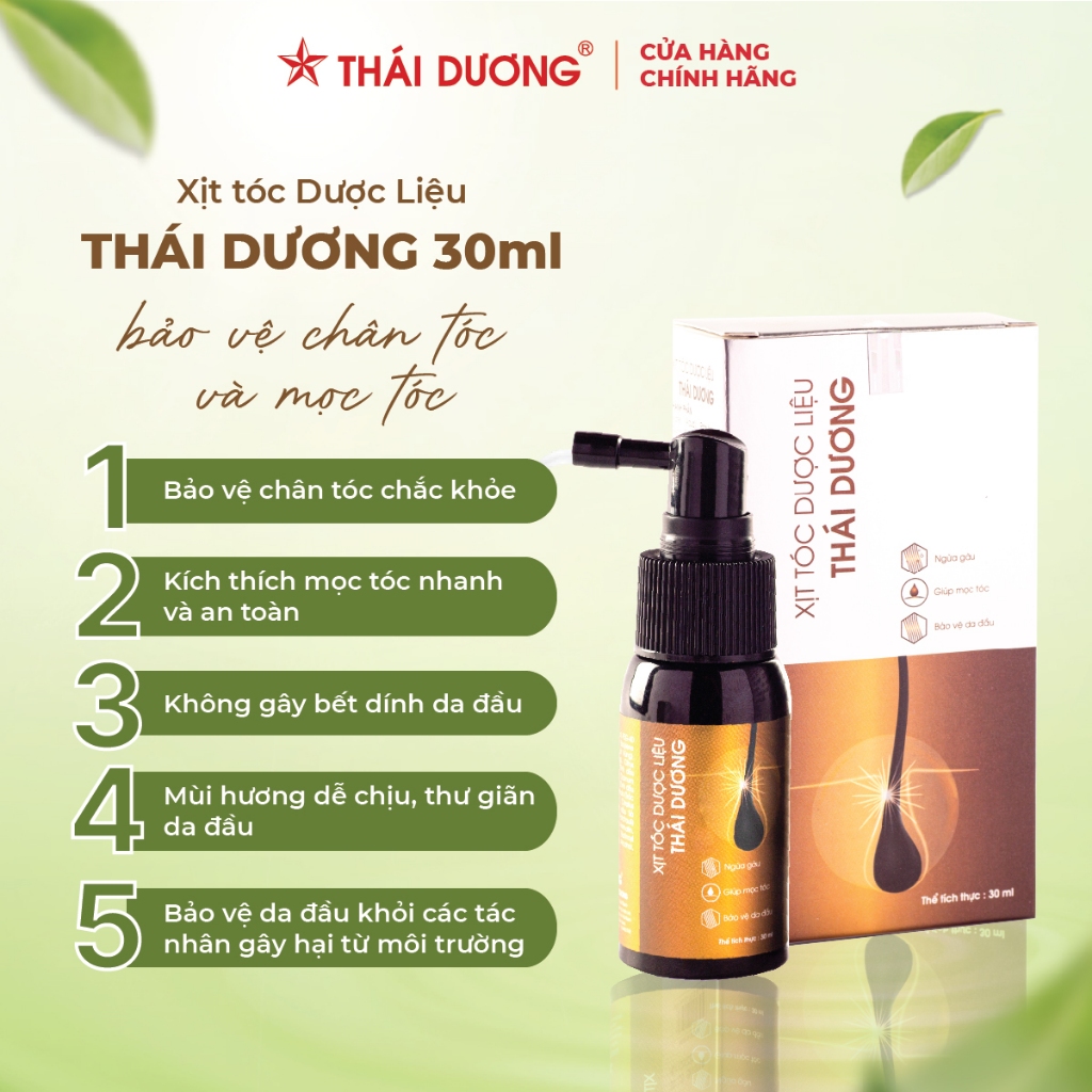 Xịt tóc dược liệu Thái Dương 30ml bảo vệ chân tóc và mọc tóc nhanh hơn - Sao Thái Dương