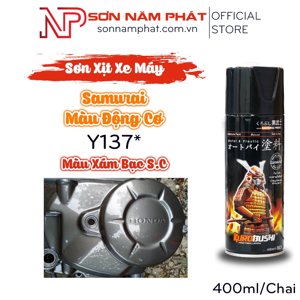 Sơn Xịt Samurai Màu Động Cơ Y137* Màu Xám Bạc S.C