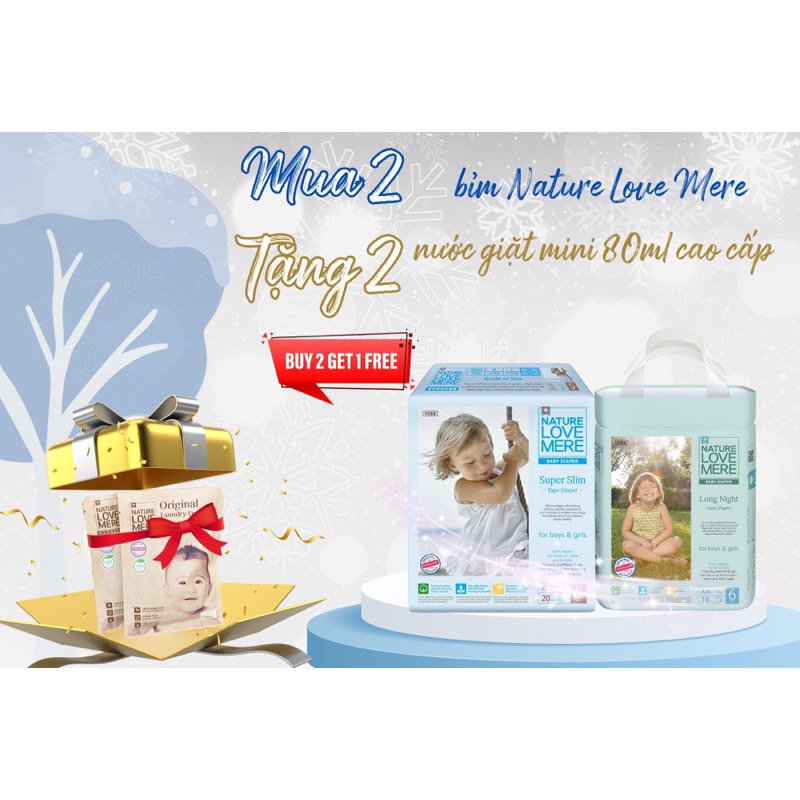 Bỉm dán/quần NATURE LOVE MERE Super Slim/Long Night Hàn Quốc S26/M24/L22/XL20/XXL18