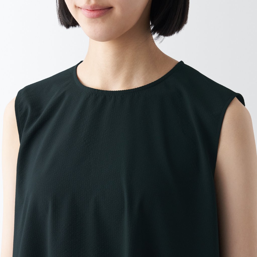 Đầm Không Tay Vải Seersucker Nữ MUJI