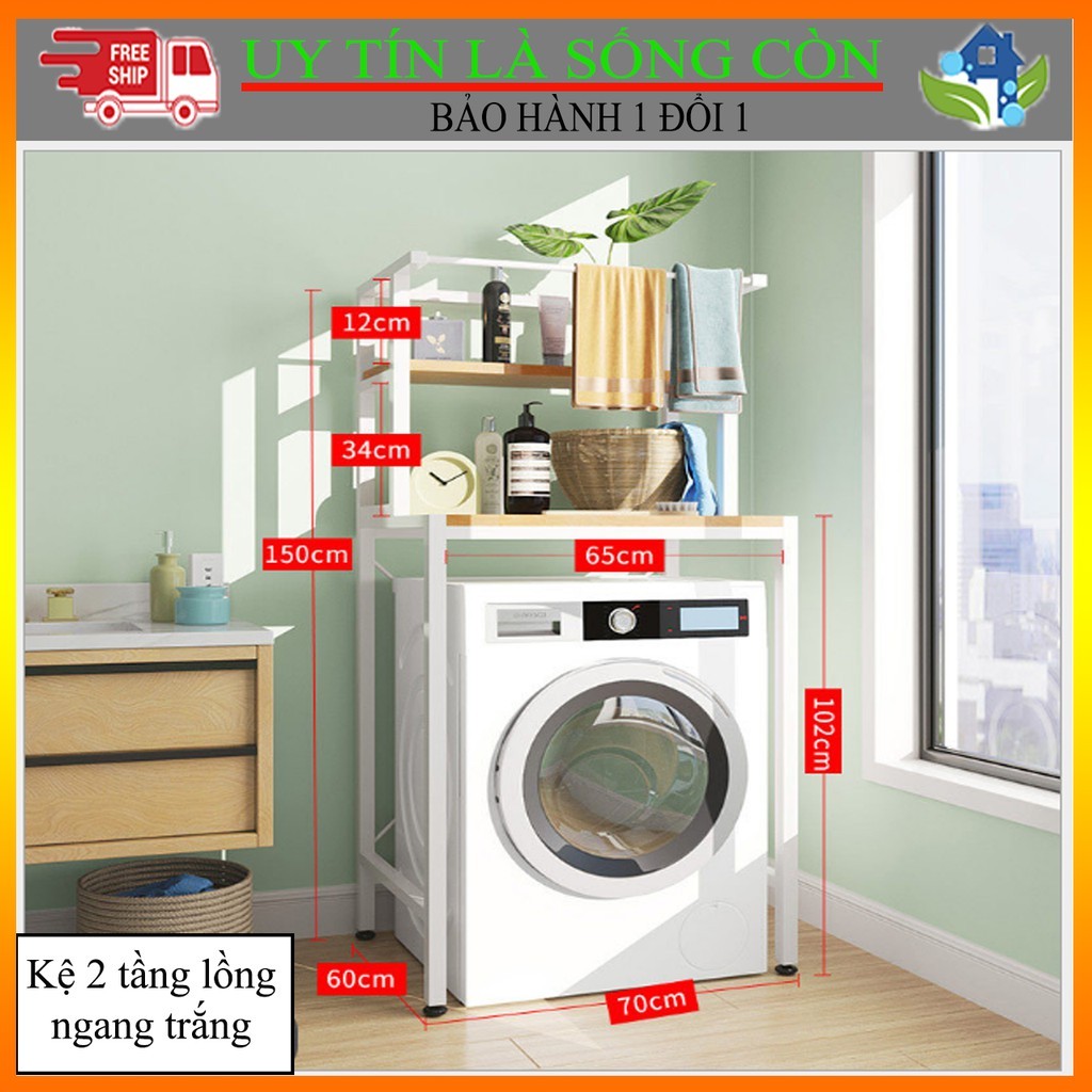 Kệ Máy Giặt , Kệ Sau Bồn Cầu 3 Tầng Khung Thép Sơn Tĩnh Điện Kết Hợp Gỗ MDF Sang Trọng