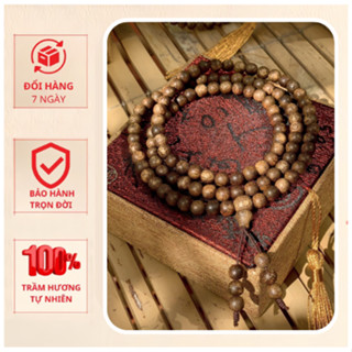 Vòng Tay Phong Thủy Trầm Hương 108 Hạt - Mộc Hương Rừng