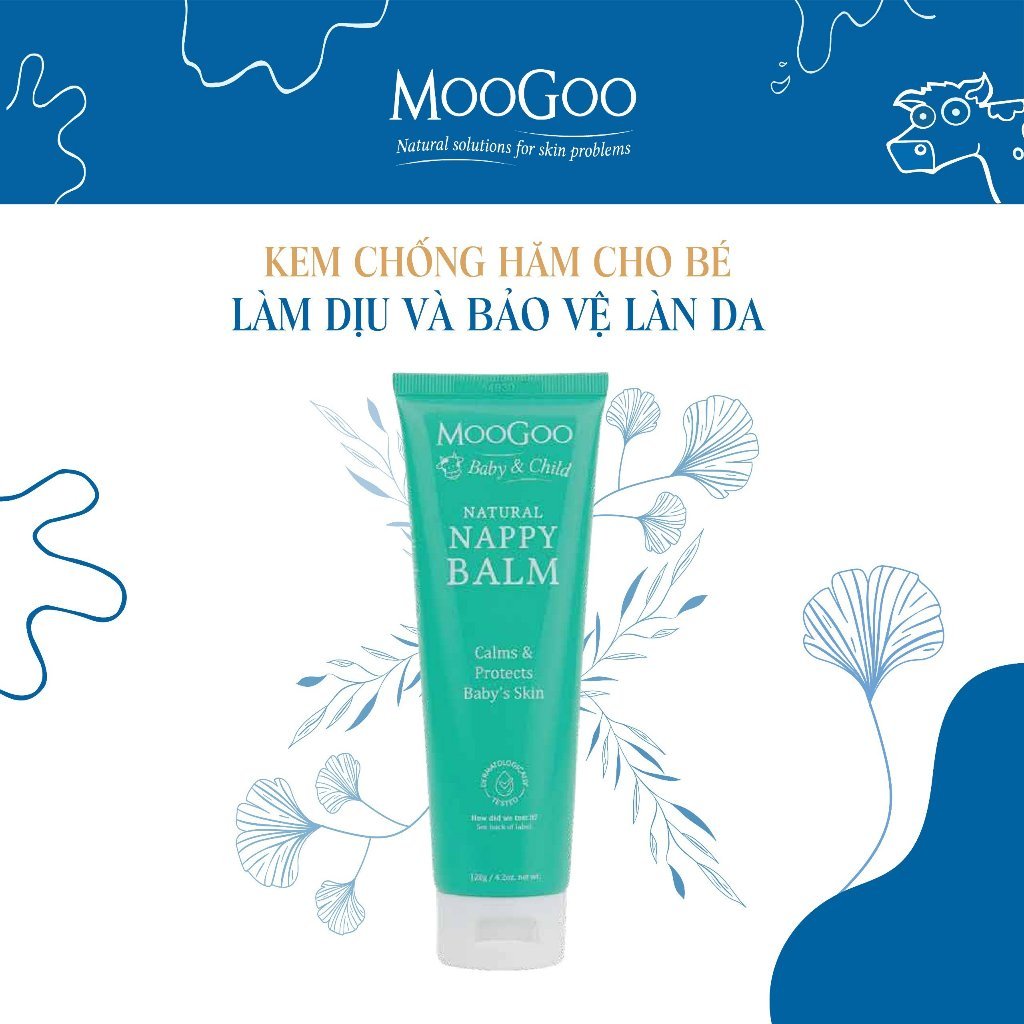 Kem chống hăm tã cho bé sơ sinh từ 0M+ MooGoo tuýp 50g, 120g Baby Nappy Balm - Hàng Úc chính hãng