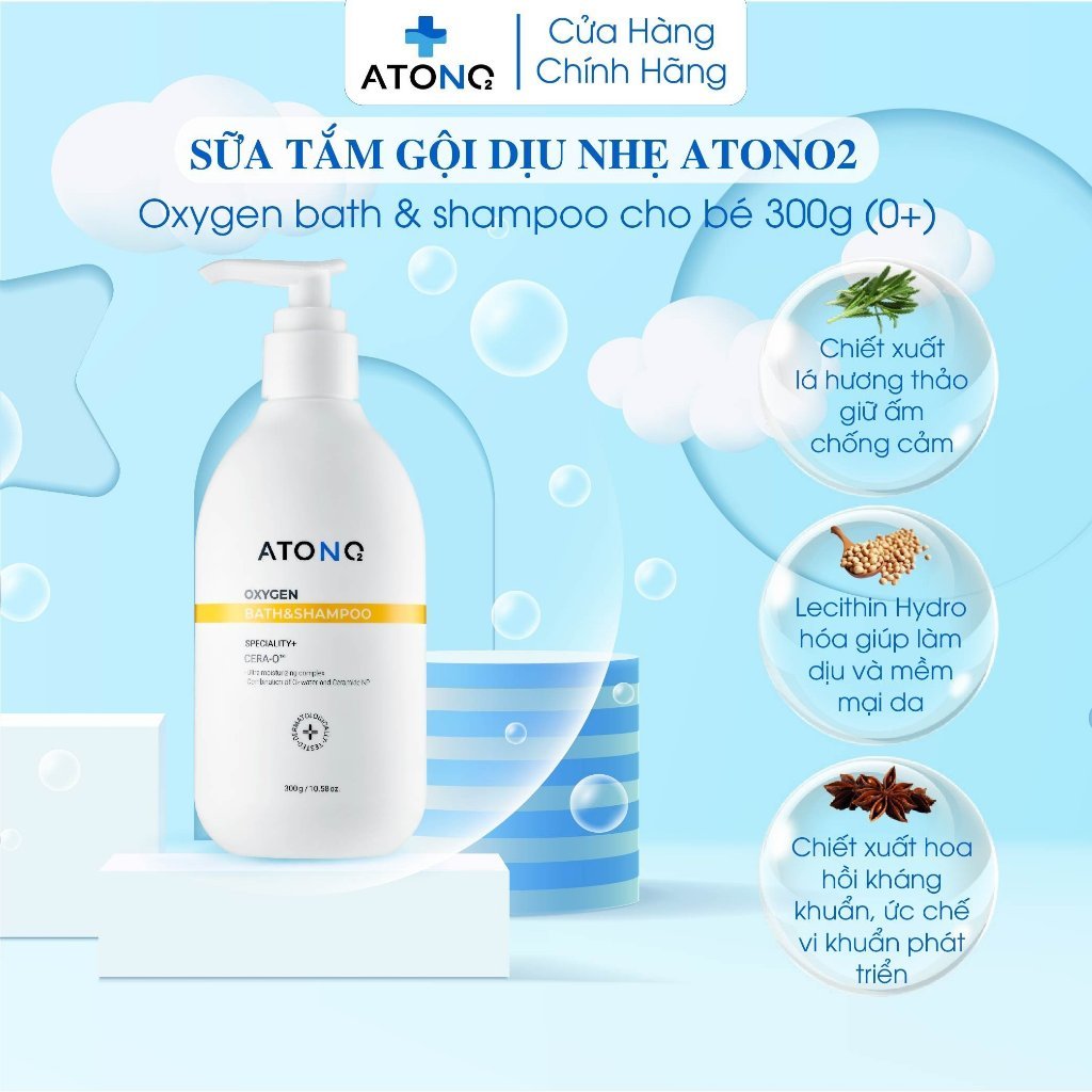 Sữa tắm gội 2in1 dịu nhẹ Atono2 Oxygen cho bé  300gr