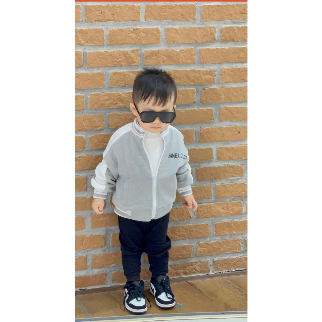 ÁO KHOÁC BOMBER NỈ BALEN MÀU GHI