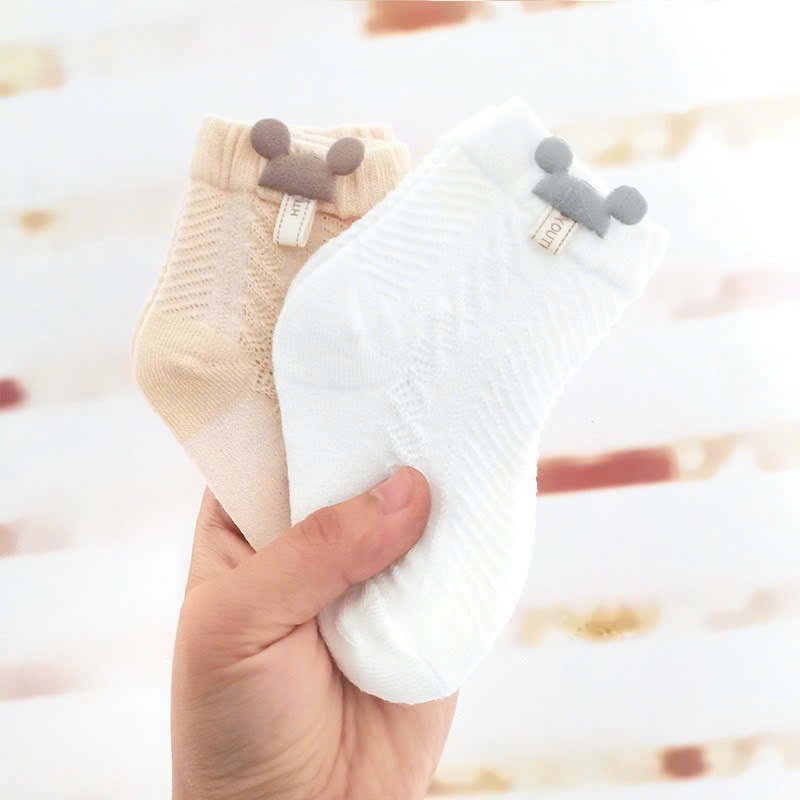 Tất lưới điều hòa cotton họa tiết Mickey màu bé trai, bé gái sẵn 2 size S, M