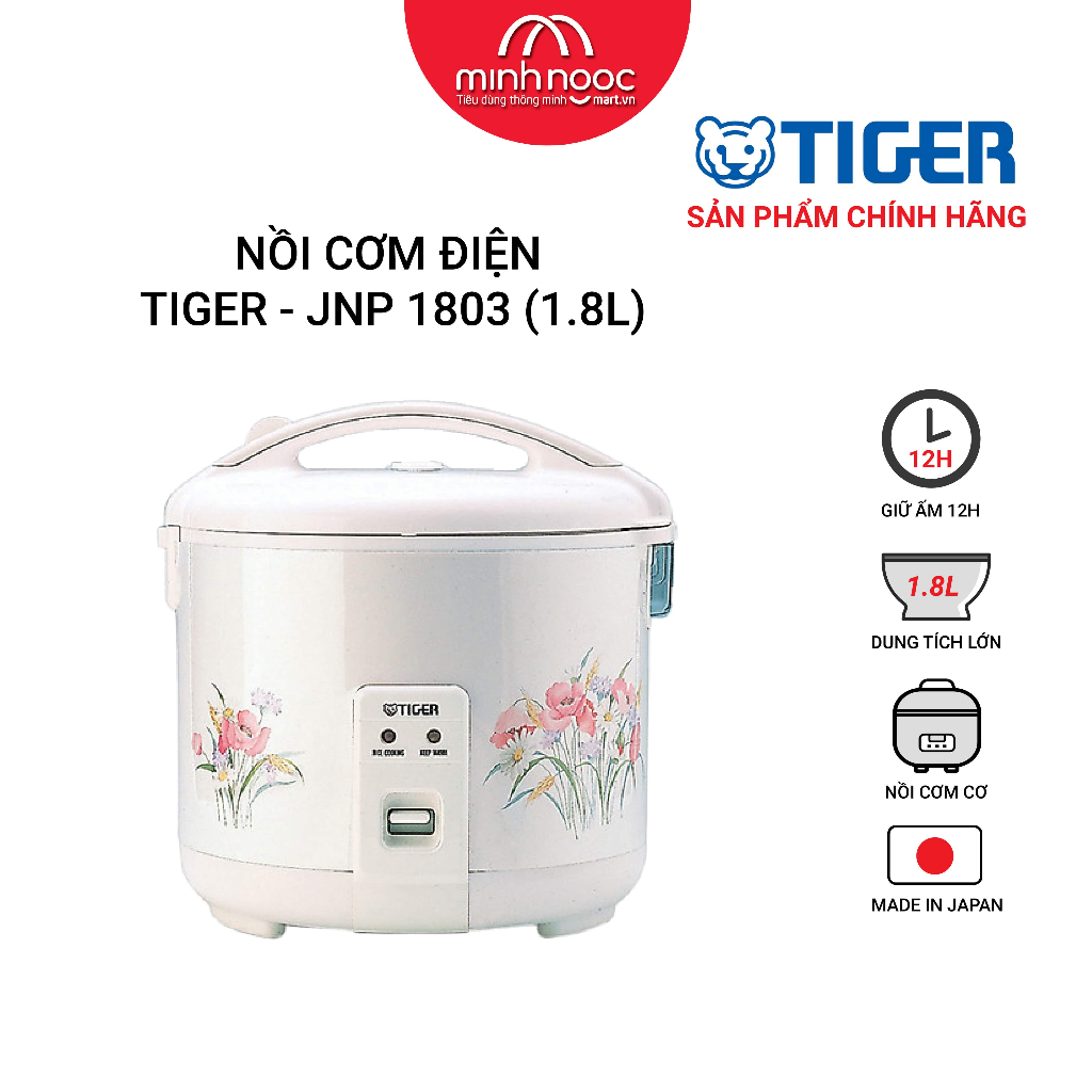 HÀNG CHÍNH HÃNG: Nồi cơm điện Tiger dung tích 1.8l JNP - 1803 MADE IN JAPAN màu hồng