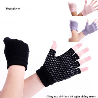  Găng tay thể thao hở ngón chống trượt tập gym yoga 