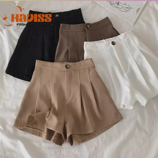 Quần short đùi nữ Haviss dáng lửng thiết kế xếp ly mặt trước bo chun phía sau dáng xòe chất vải ruby thoáng mát dễ phối