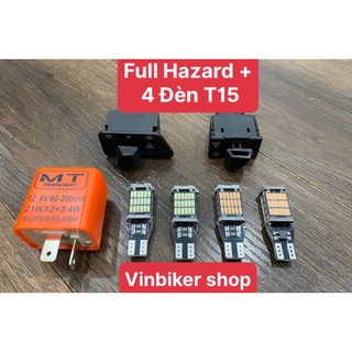 Công tắc hazard + 4 bóng t15+ cục chớp gắn wave/vision/ab hàng đẹp