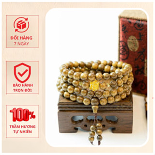 Vòng Tay Trầm Hương 108 Hạt  Mix Hoa Sen - Mộc Hương Rừng - Trầm Cao Cấp Trầm Hương  Đủ Kích Thước Nam Nữ