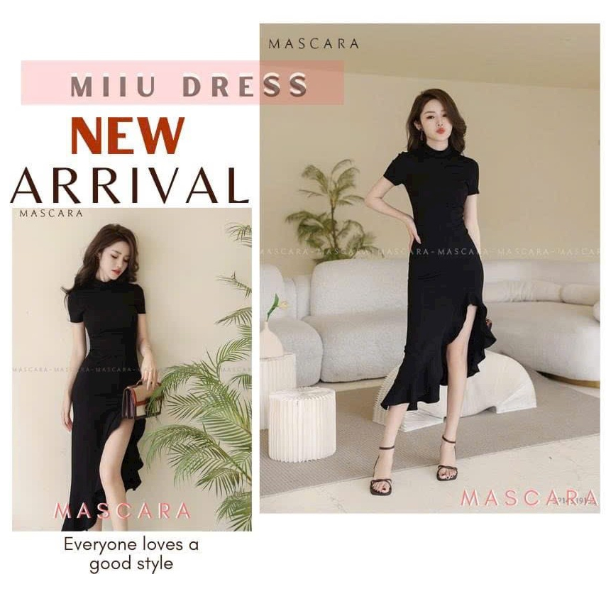 Đầm Body Nữ Bèo Lai Thun Gân Tăm Xẻ Tà Đùi Tôn Dáng Quyến Rũ