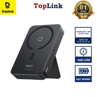 Pin Sạc Dự Phòng Không Dây 15w IP 12 13 14 15 Baseus MagPro Magnetic Power Bank Wireless Hít Nam Châm 5000mah