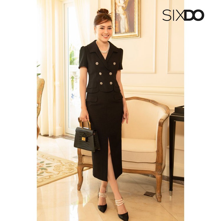 Áo vest phối cúc dọc SIXDO (Black Double-breasted Raw Vest)