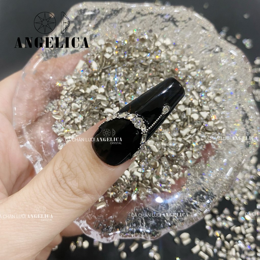 Set đá khối chân bằng super mini siêu nhỏ đính nails chân vàng trang trí móng khoảng 100 viên ANGELICA SDKCBMN-01