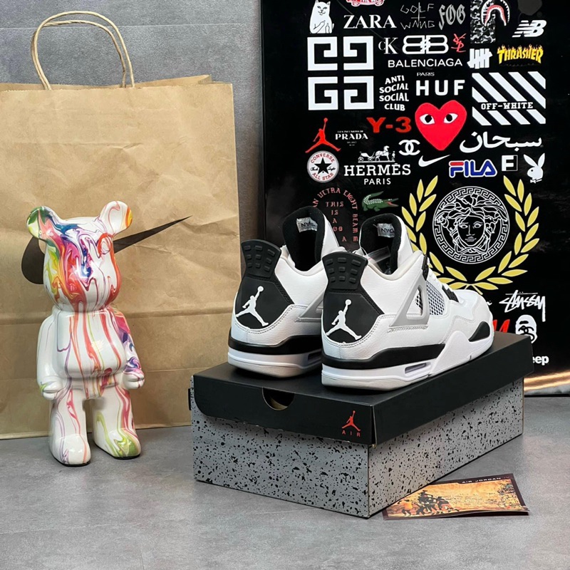 GIÀY SNEAKER  JD 4 trắng đen cao cấp quảng châu full box