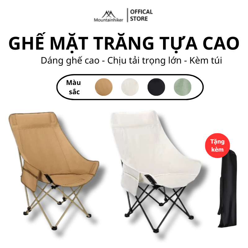 Ghế Mặt Trăng Tựa Lưng Cao Gấp Gọn Vải Oxford 2 Lớp Chắc Chắn Chịu Tải Trọng 100kg - Ghế Câu Cá Dã Ngoại Mountainhiker