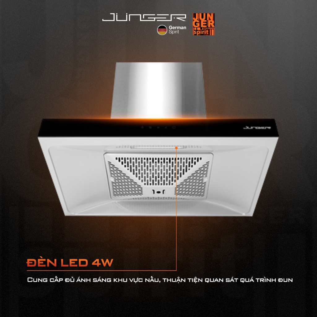 Hút mùi Junger HRJ-75 Công suất 1400m3/h Động cơ AC hút xả trực tiếp Hàng Chính Hãng Bảo Hành 12 Tháng