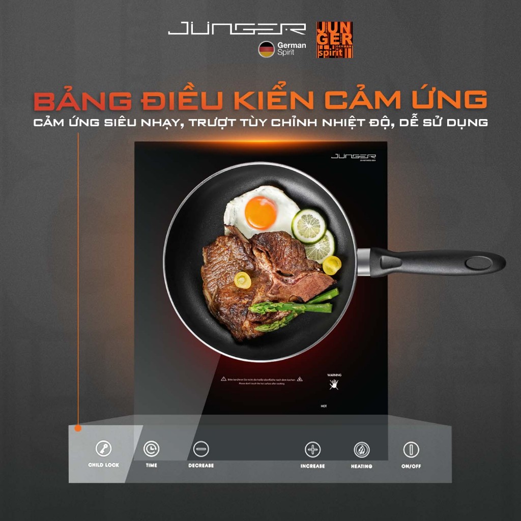 Bếp đơn hồng ngoại JUNGER IS-19 2200W Không kén nồi Hàng Chính Hãng Bảo Hành 12 Tháng