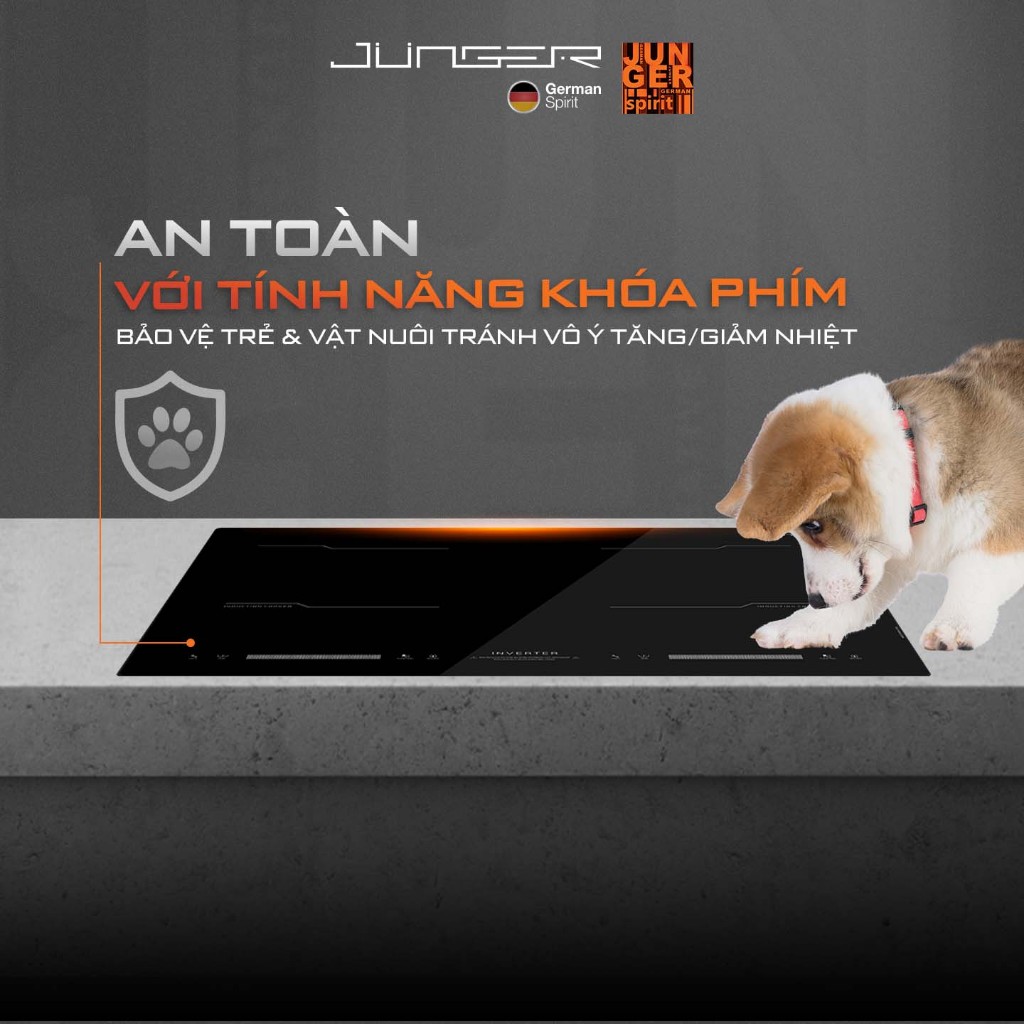 Bếp từ đôi Junger MK-22 4000W Tích hợp khóa phím an toàn Hàng Chính Hãng Bảo Hành 36 Tháng