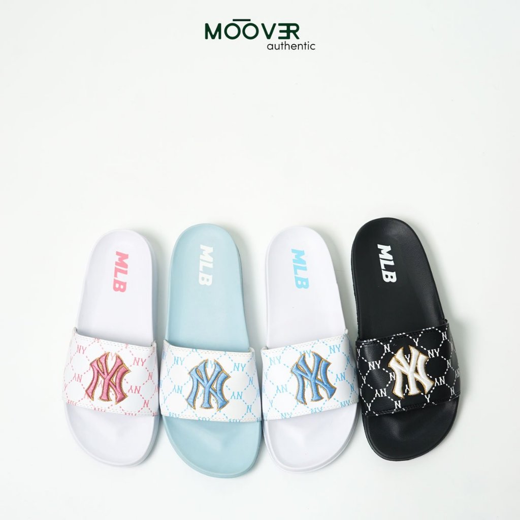 Dép quai ngang MLB NY DIAMOND chính hãng, dép cao su đế Eva chống trơn trượt chống thấm nước [Chính 