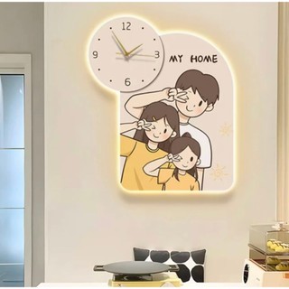 Tranh Tráng Gương 3D Đèn Led Đồng Hồ Gia Đình Trang Trí Phòng Khách, Phòng Ngủ, Làm Quà Tặng