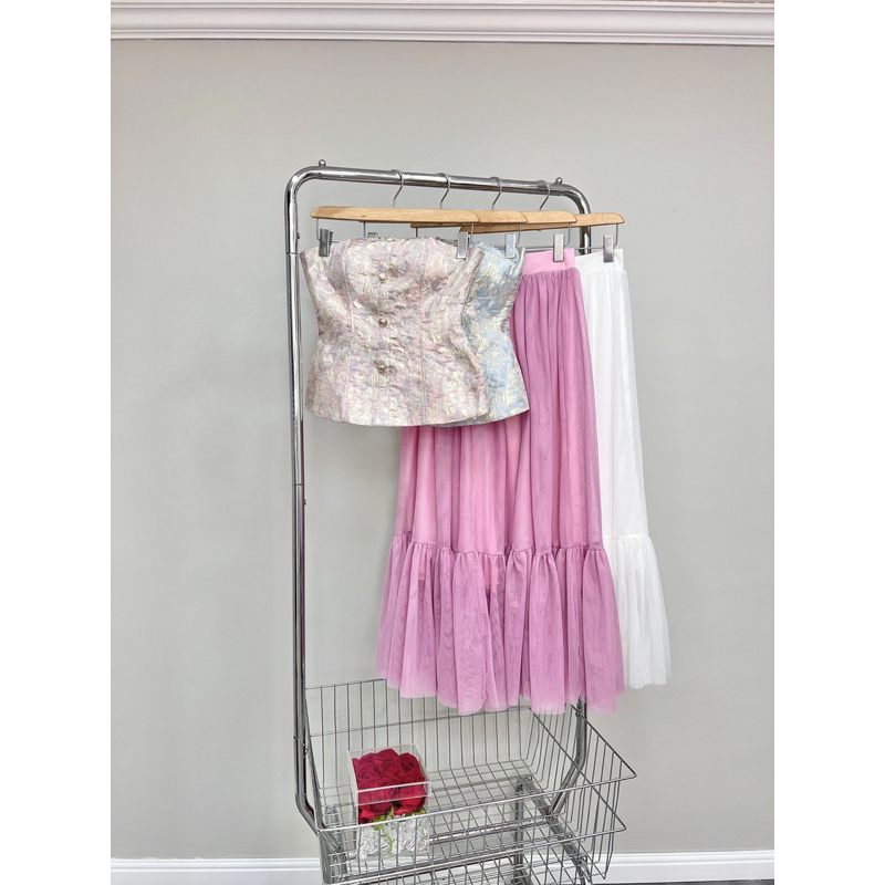 👚 SET ÁO GẤM + CHÂN VÁY LƯỚI