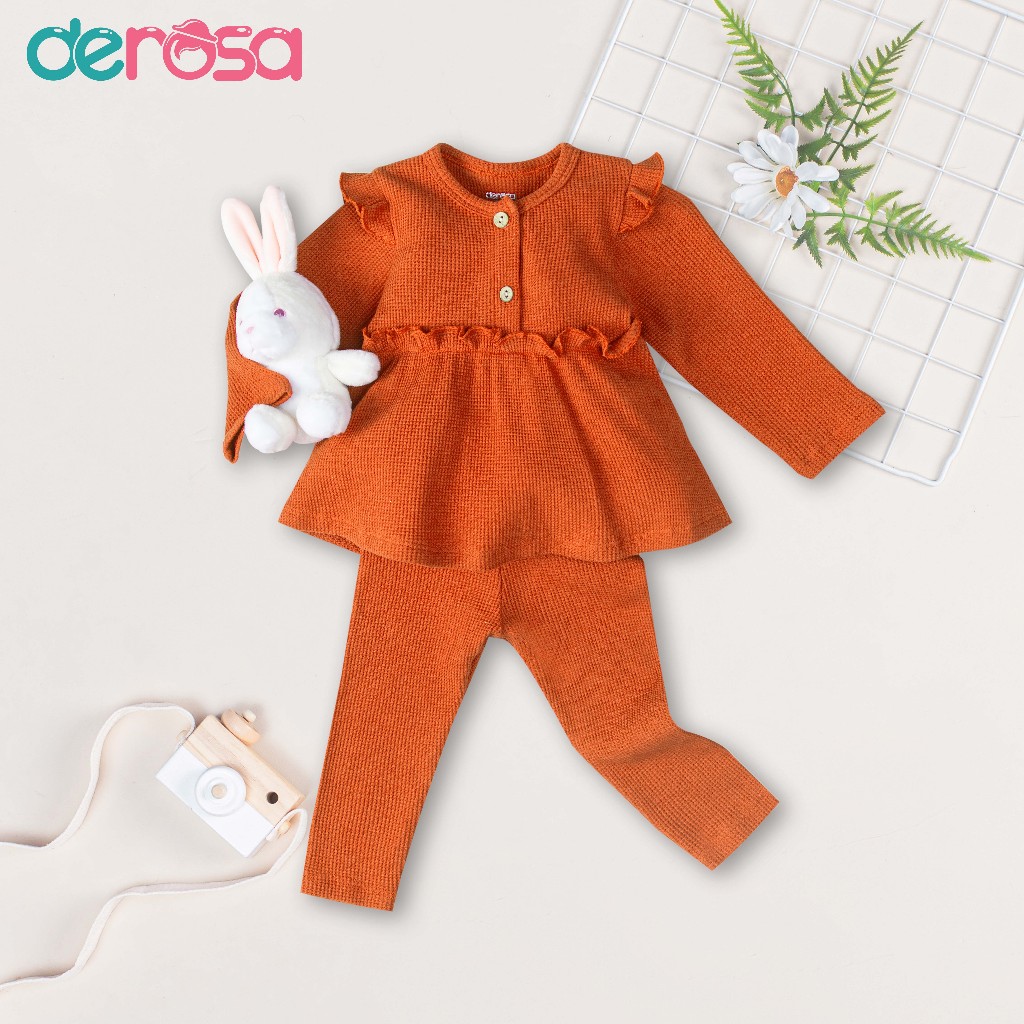 Bộ quần áo thu đông dễ thương dài tay bé gái DEROSA KIDS cho bé 6-36 tháng AWBBD1037B AWBBD1111B