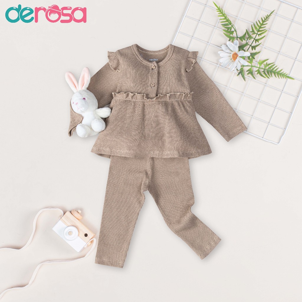 Bộ quần áo thu đông dễ thương dài tay bé gái DEROSA KIDS cho bé 6-36 tháng AWBBD1037B AWBBD1111B